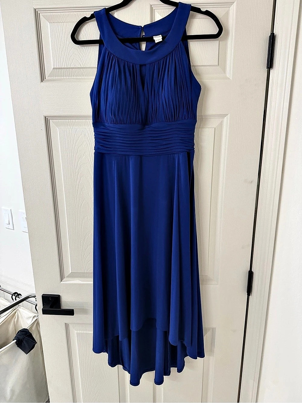 Pleated Midi Dress in Blue Size 14